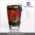 12oz Decal Glass Cup with Handle (GB094212-QT-104)